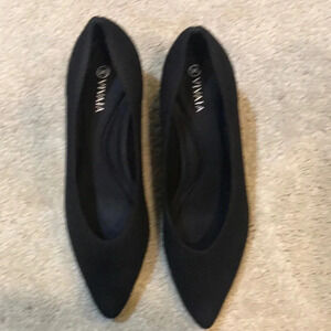 Vivaia Black Pointed Toe Kitten Heel Shoes-EU Size 36/US Size 5.5/6